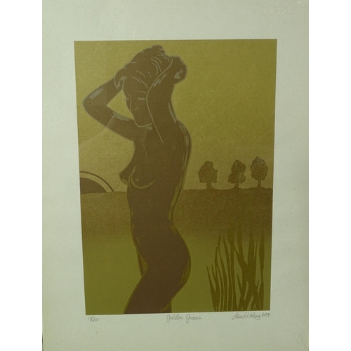 946 - J King, a pair of limited edition lithographs, golden clouds and golden grass