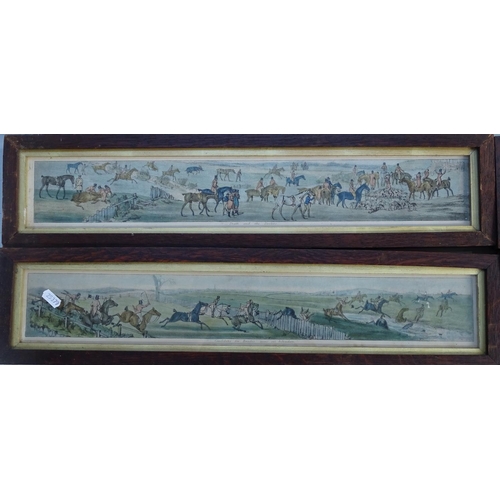 950 - A framed set of 5 19th century hand coloured engravings, hunting studies