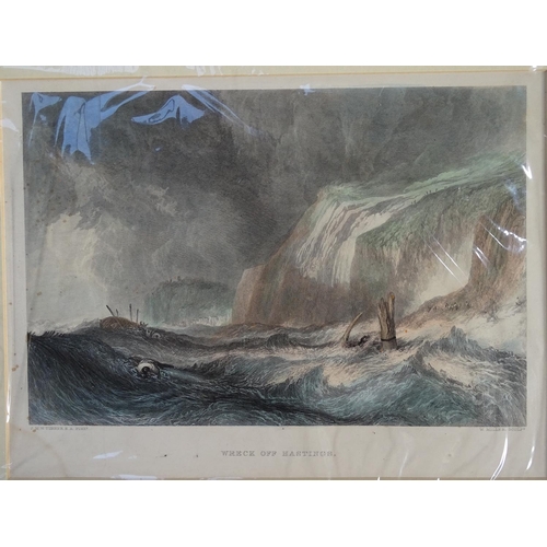 953 - A 19th century watercolour, coastal view at St Leonards 1836, Dora Meeson, a pair of etchings, Hasti... 