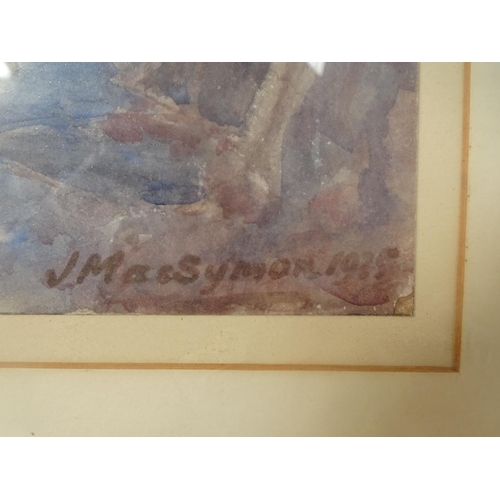 964 - Shiehallion, an early 20th century watercolour, forest study, with labels verso