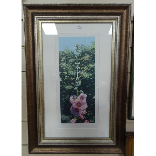 983 - H C Rooke, a pair of watercolours, still life, and R Wardle, a screen print, Althaea, framed