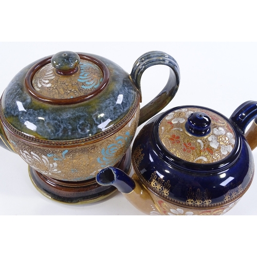 102 - 2 Royal Doulton glazed stoneware teapots, 1 with original stand