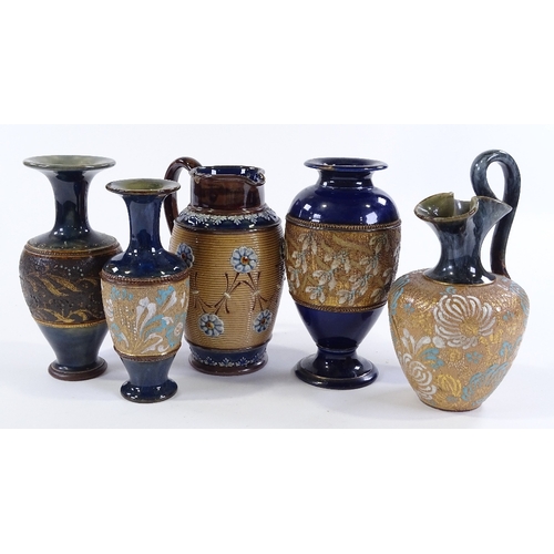 103 - 5 various Doulton glazed stoneware vases and jugs, largest height 19cm (5)