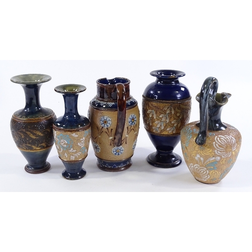 103 - 5 various Doulton glazed stoneware vases and jugs, largest height 19cm (5)