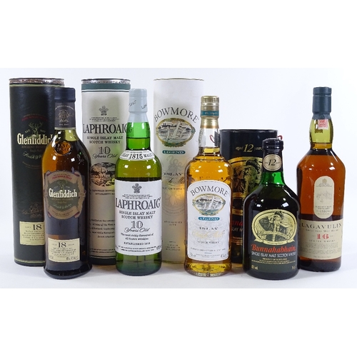 109 - 5 bottles of Single Malt Whisky, including Glenfiddich 18 year old, and Lagavulin 16 year old (5)