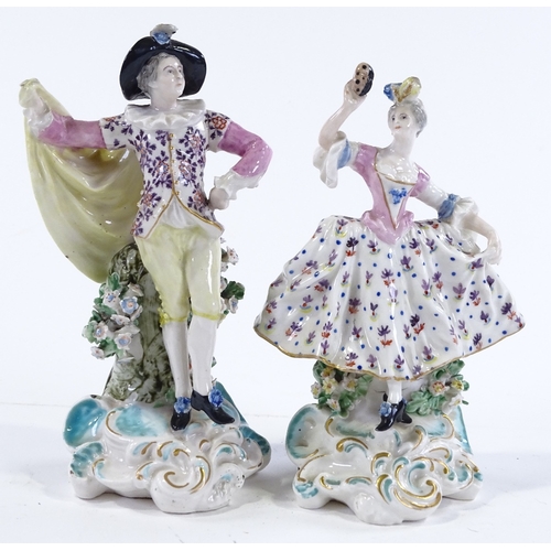 143 - A pair of Continental porcelain dancing figures, height 18cm