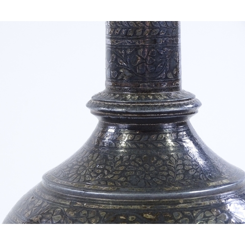 152 - An Oriental silvered metal narrow necked vase and cover, height 34cm