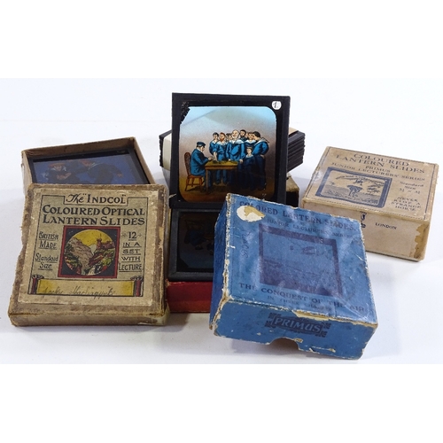 167 - A collection of Magic Lantern slides, including the Conquest of the Air