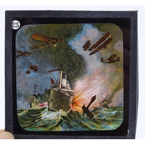 167 - A collection of Magic Lantern slides, including the Conquest of the Air