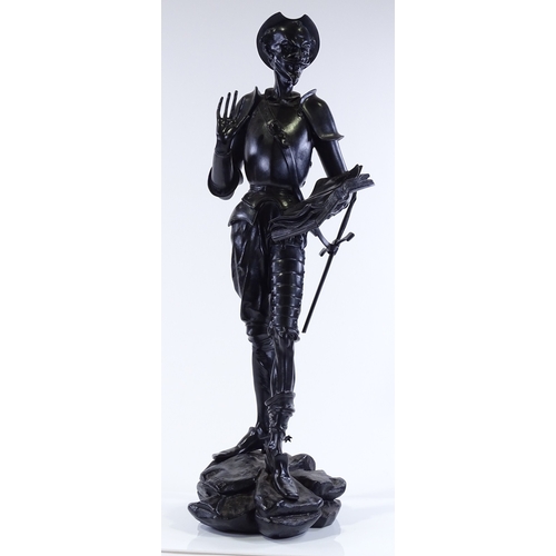 177 - J Gautier, a Russian bronze patinated cast-iron sculpture, Don Quixote, height 74cm