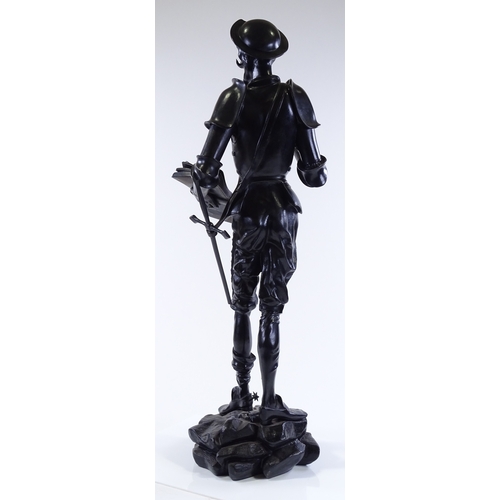 177 - J Gautier, a Russian bronze patinated cast-iron sculpture, Don Quixote, height 74cm