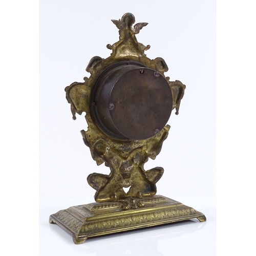 178 - A Victorian cast-bronze cased desk barometer, supported by Classical figures, height 25cm