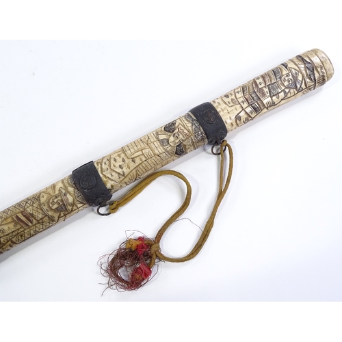 186 - A Japanese carved bone sword, circa 1900, overall length 60cm