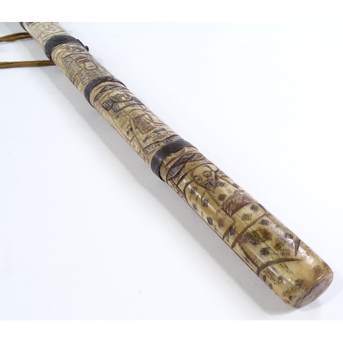 186 - A Japanese carved bone sword, circa 1900, overall length 60cm