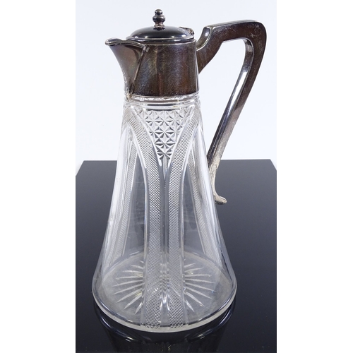 187 - An Edwardian cut-glass and silver-mounted claret jug, hallmarks Birmingham 1910, height 24cm