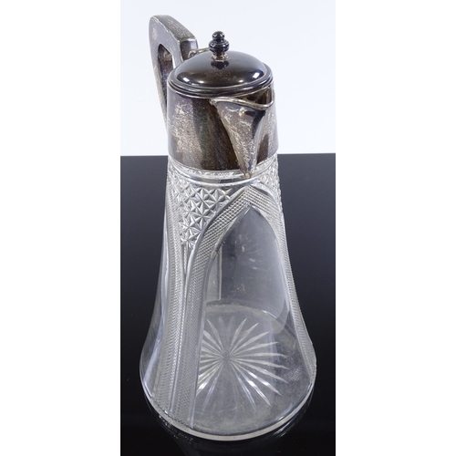 187 - An Edwardian cut-glass and silver-mounted claret jug, hallmarks Birmingham 1910, height 24cm