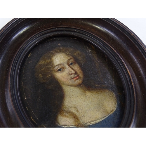 194 - An 18th century miniature oil on panel, thought to be Sarah Churchill Duchess of Marlborough, unsign... 