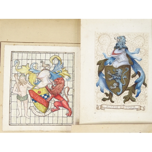 26 - A group of late 19th / early 20th century watercolour heraldic and armorial crests, unsigned (15)