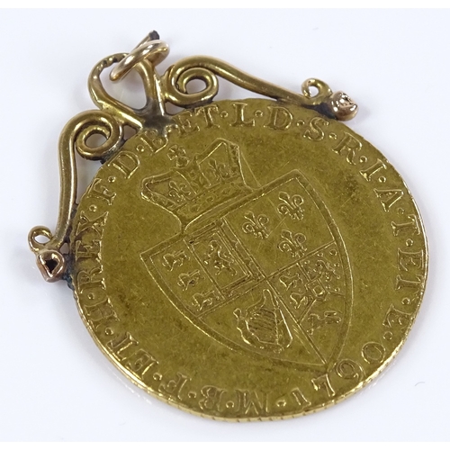 58 - A George III 1790 gold Guinea, with gold pendant mount