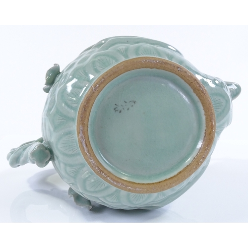 67 - A Chinese turquoise-glaze porcelain dragon design flagon, height 17cm