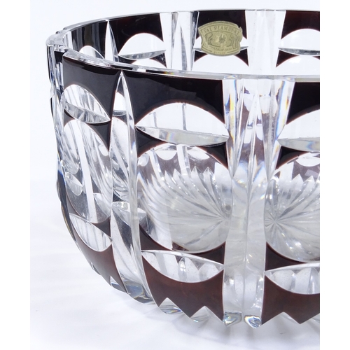 70 - A large Val St Lambert ruby overlay cut-glass bowl, diameter 26cm, height 15cm