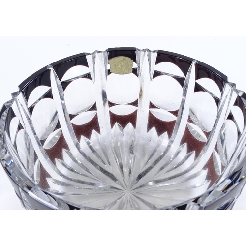 70 - A large Val St Lambert ruby overlay cut-glass bowl, diameter 26cm, height 15cm