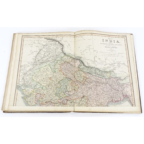 97 - An 1827 Smith's General Atlas, containing original hand-coloured maps, overall dimensions 40cm x 31c... 