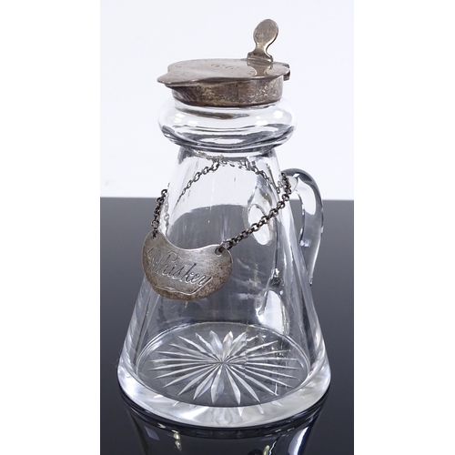 99 - A glass whisky noggin with silver mount, by Goldsmiths & Silversmiths Co Birmingham 1913, height 9cm... 