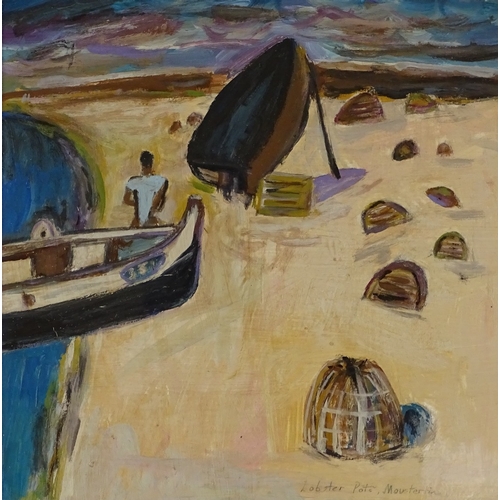 1273 - 20th century British School, gouache on paper, lobster pots, Mouseterline Brittany, unsigned, 12