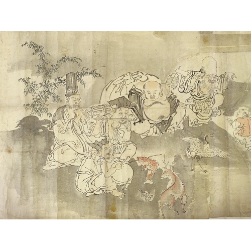 1280 - A Chinese watercolour scroll painting, width 16.5