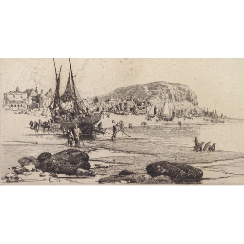 1282 - Stephen Parrish, etching, Hastings beach, plate size 5.5