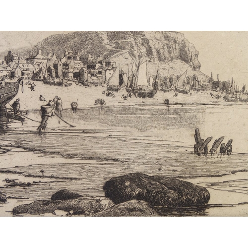 1282 - Stephen Parrish, etching, Hastings beach, plate size 5.5