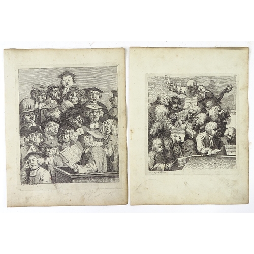 1284 - William Hogarth, 3 18th century caricature engravings, sheet size 11