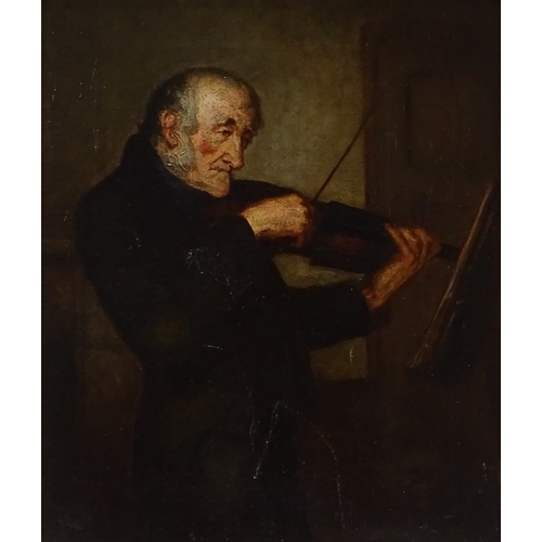 1292 - 19th century oil on canvas, portrait of a violinist, unsigned, 12