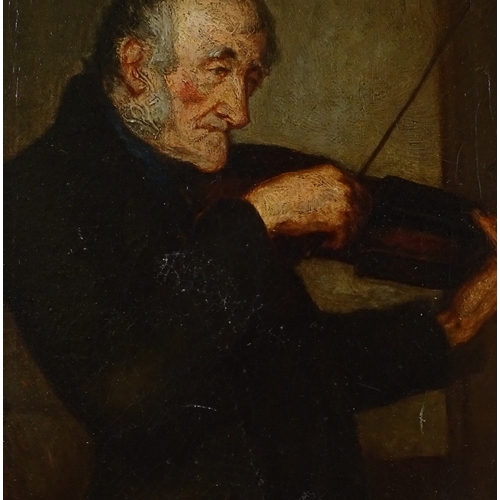 1292 - 19th century oil on canvas, portrait of a violinist, unsigned, 12