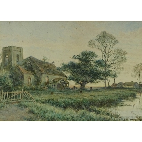 1300 - Stuart Lloyd, watercolour, country church, 10