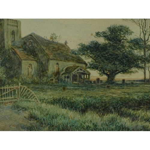 1300 - Stuart Lloyd, watercolour, country church, 10