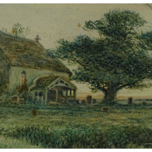 1300 - Stuart Lloyd, watercolour, country church, 10