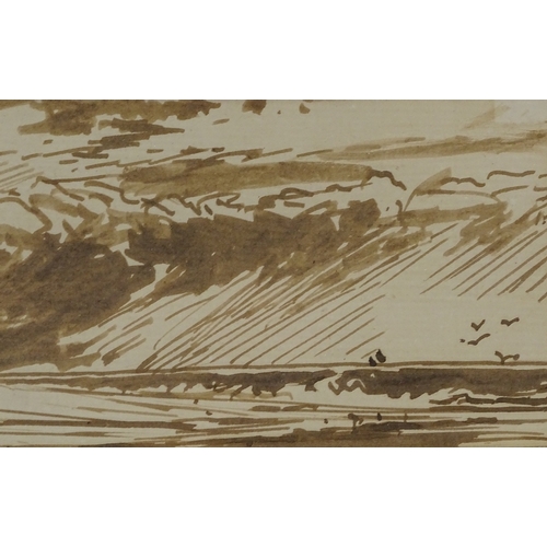 1304 - W R Beverley (1824 - 1889), pen and ink sketch, landscape study, 3