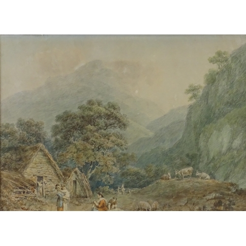 1308 - Nicholas Pocock, watercolour, Welsh landscape near Tan y Bwlch, 1797, 14