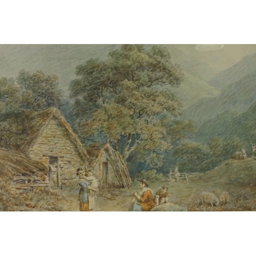 1308 - Nicholas Pocock, watercolour, Welsh landscape near Tan y Bwlch, 1797, 14