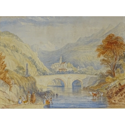 1312 - 2 early 19th century watercolours, Continental landscapes, unsigned (1 framed)