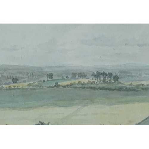 1315 - 18th century watercolour, view over Norbury Park Surrey, unsigned, with Agnew's label verso, 5