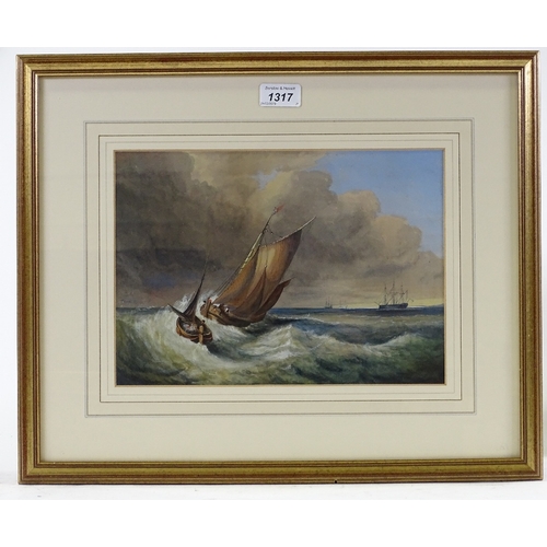 1317 - After J M W Turner, gouache, the Bridgewater Seapiece, unsigned, 9