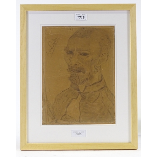 1319 - After Vincent van Gogh, pencil drawing, portrait of the artist, 12