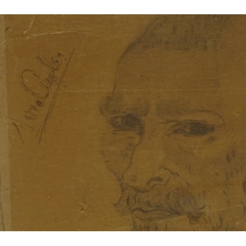 1319 - After Vincent van Gogh, pencil drawing, portrait of the artist, 12