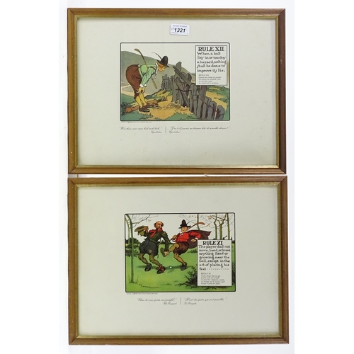 1321 - Charles Crombie, set of 10 golfing advertising prints for Perrier, framed (10)