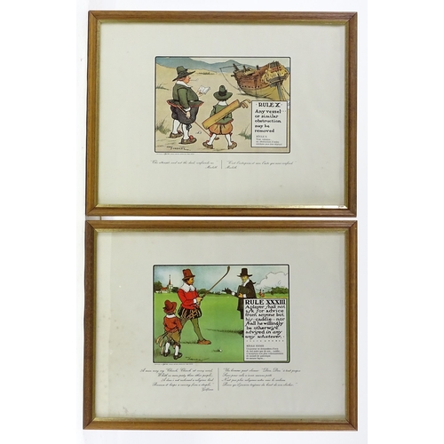 1321 - Charles Crombie, set of 10 golfing advertising prints for Perrier, framed (10)