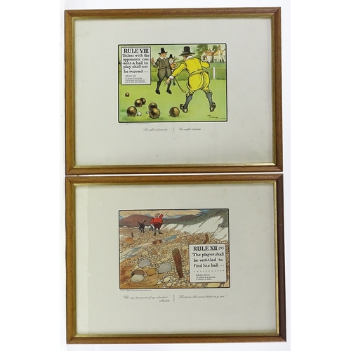 1321 - Charles Crombie, set of 10 golfing advertising prints for Perrier, framed (10)