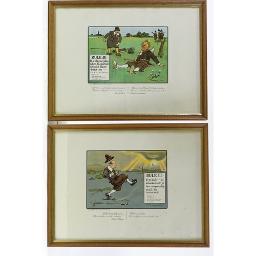 1321 - Charles Crombie, set of 10 golfing advertising prints for Perrier, framed (10)